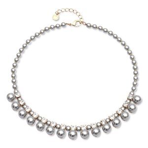 Charter Club Gold-Tone Crystal & Gray Imitation Pearl Statement Necklace New